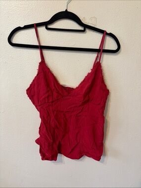 Zara Bright Red Lace-Trim Camisole